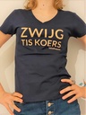 T-shirt 'Zwijg tis koers' (W/navy)