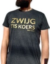 T-shirt 'Zwijg tis koers' (M/choral gold)