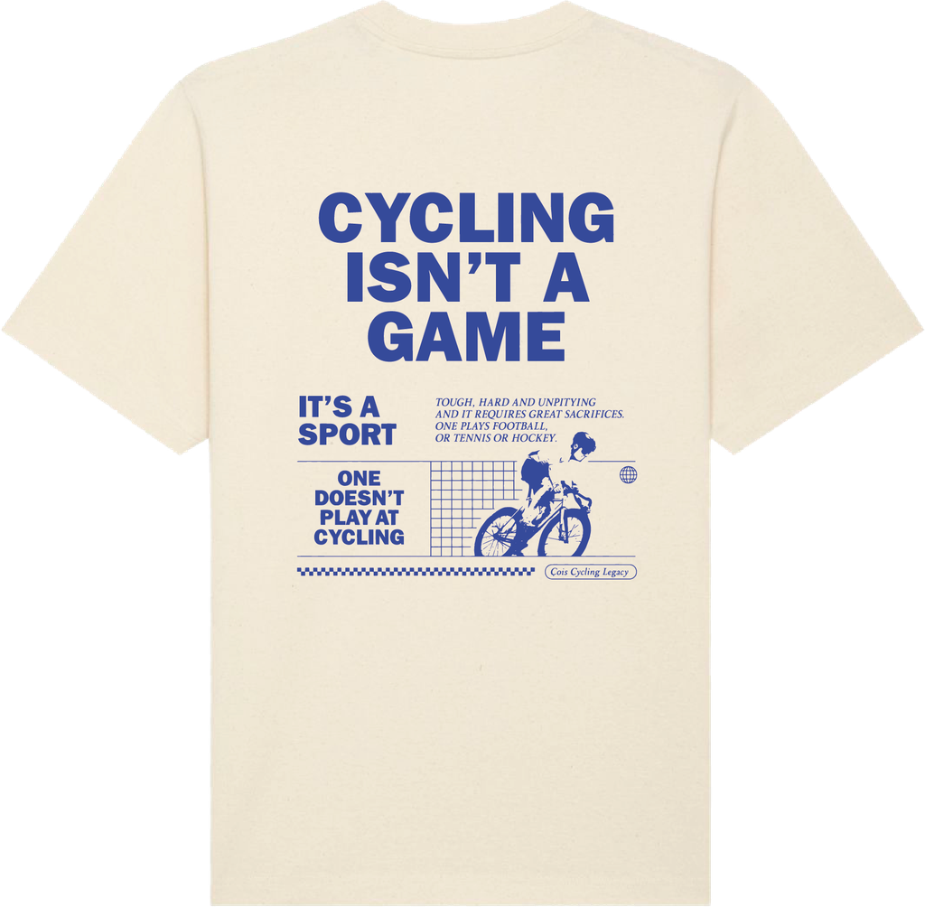 T-shirt 'Cycling isn't a game' (natural/electric blue)