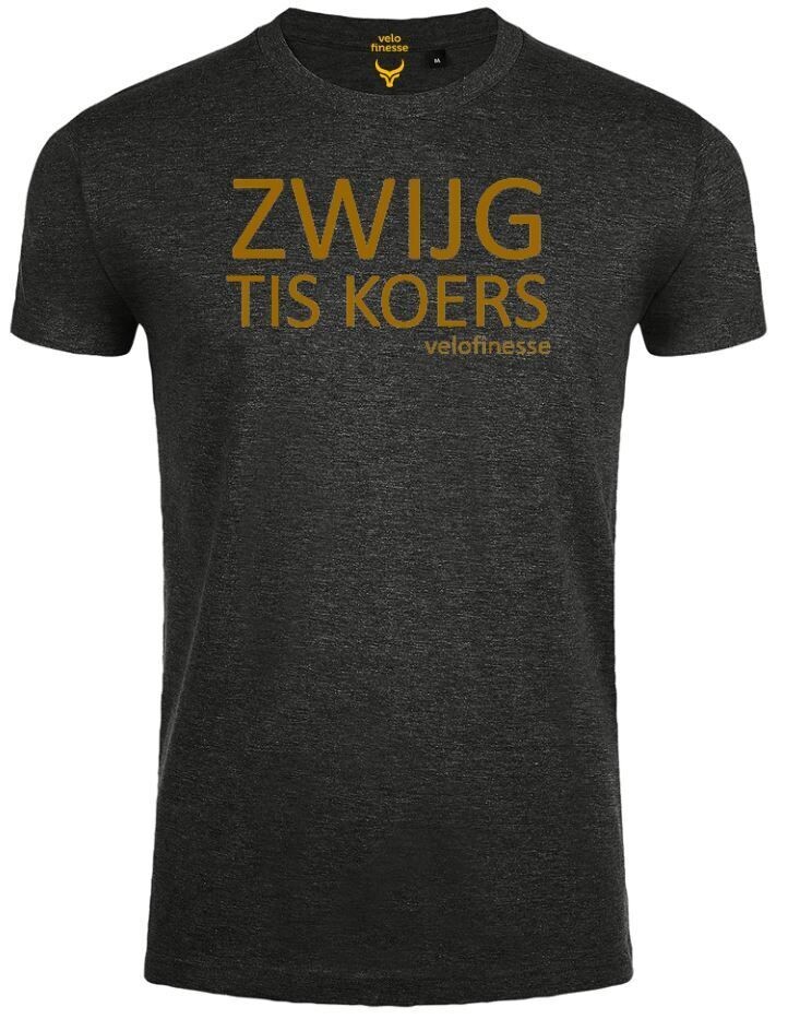 T-shirt 'Zwijg tis koers' (M/choral gold)