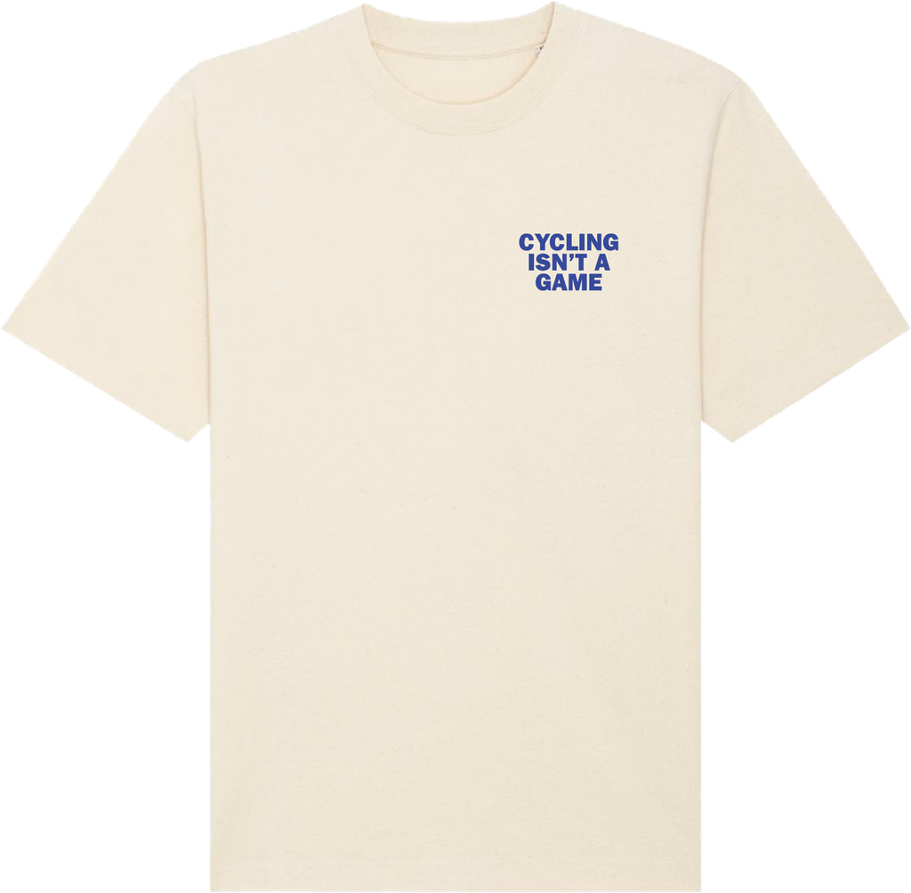T-shirt 'Cycling isn't a game' (natural/electric blue)