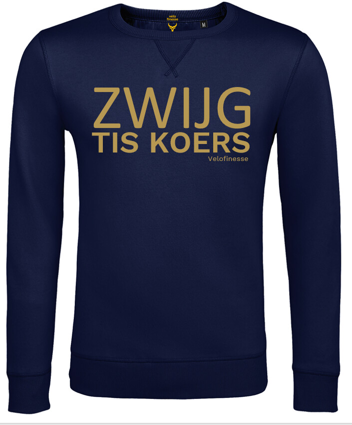 Sweater 'Zwijg tis koers' (blue) (S)