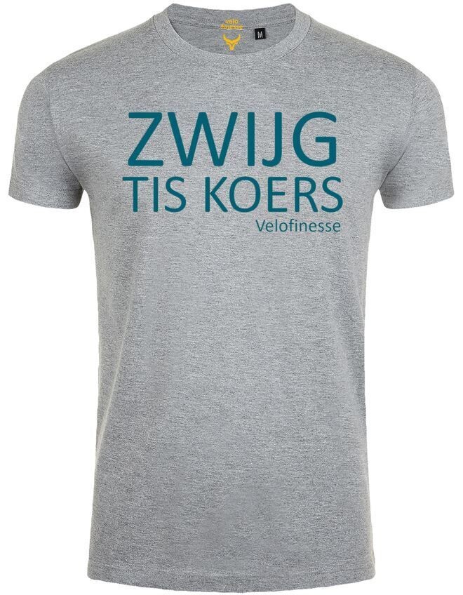 T-shirt 'Zwijg tis koers' (M/grijs-appelblauw) (S)