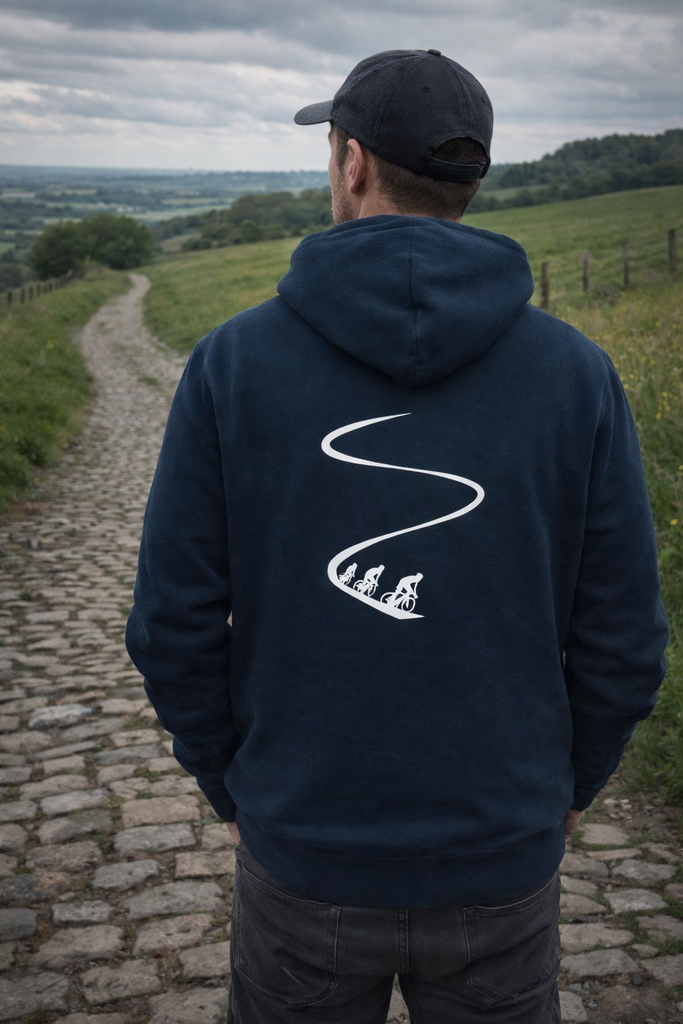 Hoodie Cobbles met rits 'Afdaling' Navy blue