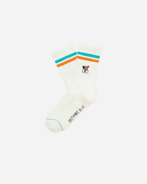 Crew socks (ivory-green-orange)