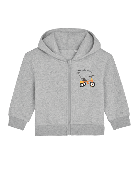 Hoodie Cobbles met rits ' driewieler' baby (grey) (6-12)