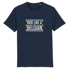 T-shirt 'Ride like a Belgian' (blauw)  (XS)