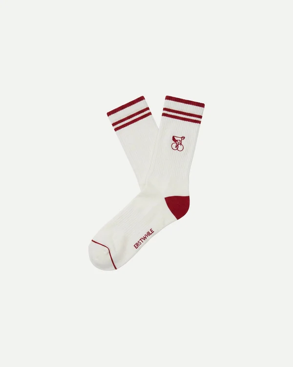 Crew socks (ivory-red)