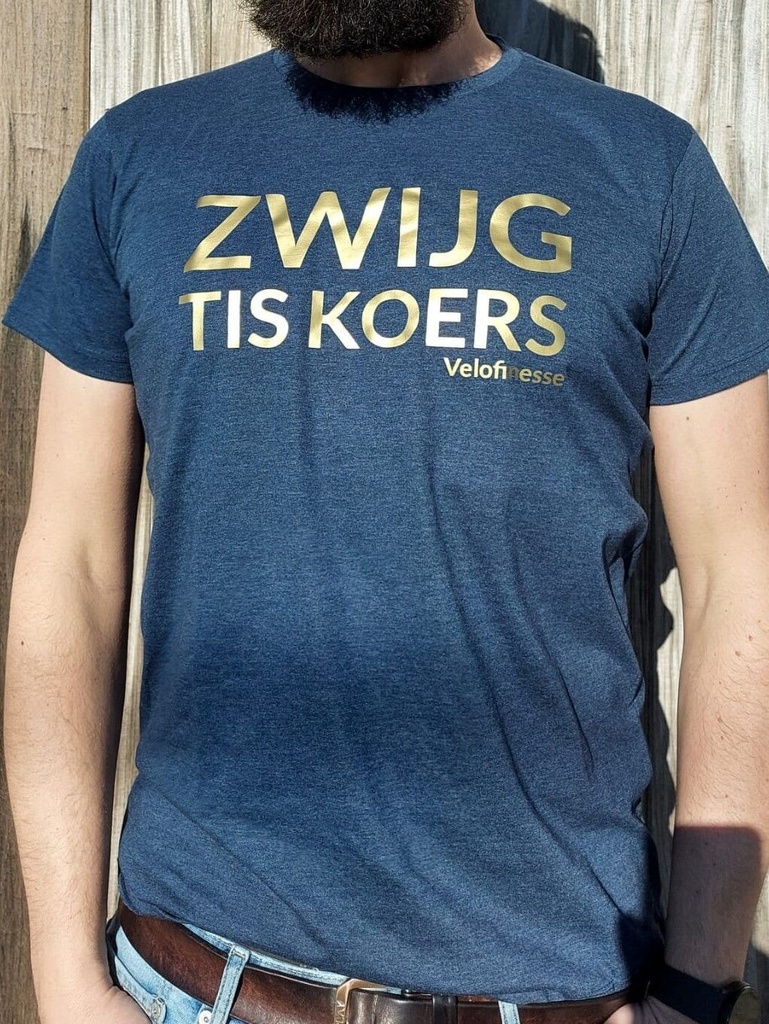 T-shirt 'Zwijg tis koers' (M/navy oxblood)