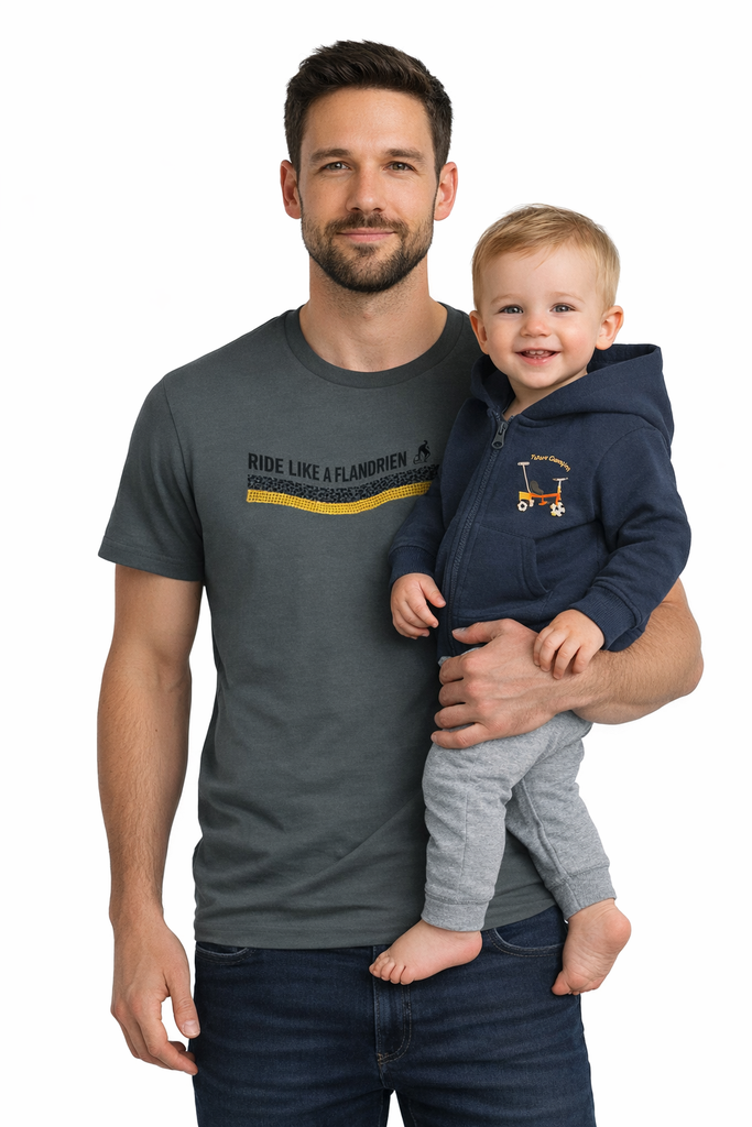Hoodie Cobbles met rits 'Driewieler' baby (navy blue)