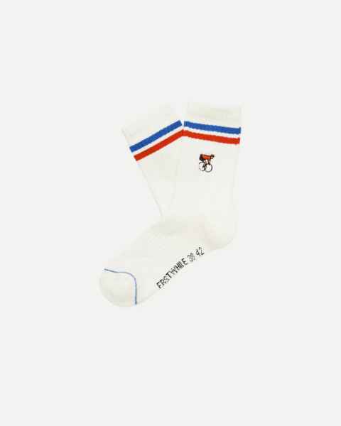 Crew socks (ivory-blue-red) (39-42)