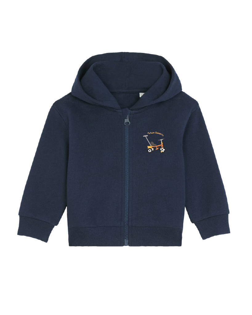 Hoodie Cobbles met rits 'Driewieler' baby (navy blue) (6-12)