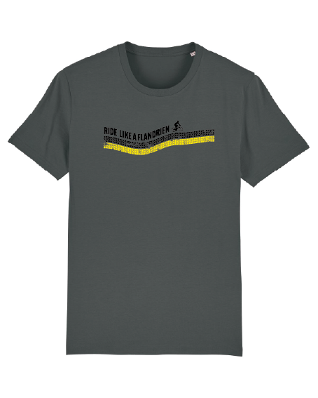 T shirt Cobbles ' Ride like a Flandrien' anthraciet (S)