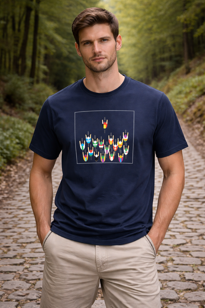 T shirt Cobbles ' Peloton' navy blue (XS)