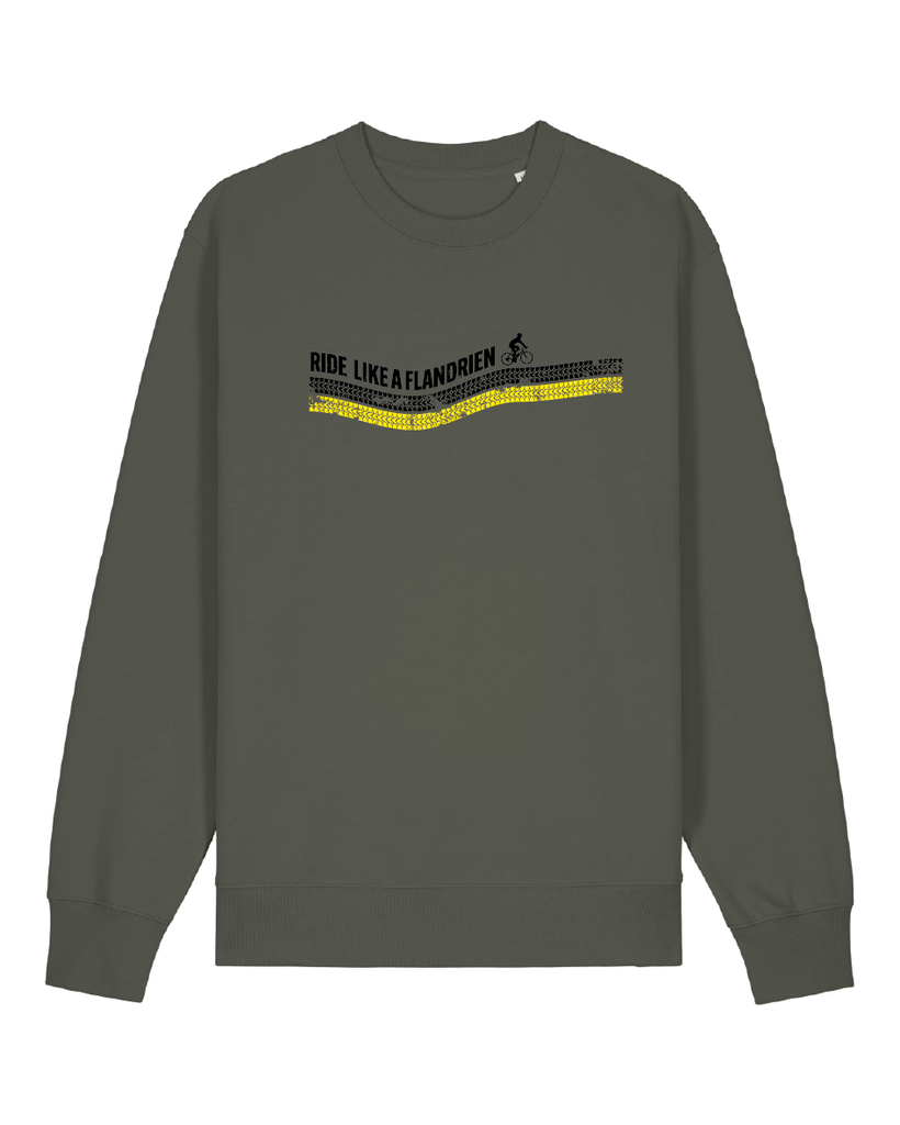 Sweater Cobbles 'Ride like a Flandrien' kaki (S)
