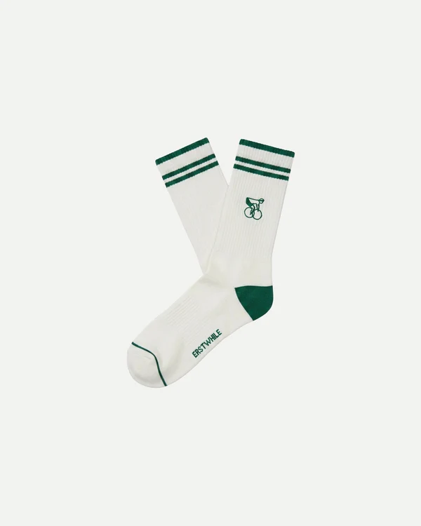 Crew socks (ivory-green) (38-42)