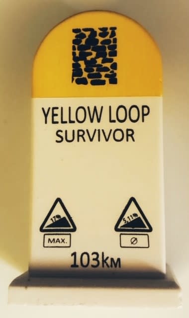 Kilometerpaal 'Yellow loop'