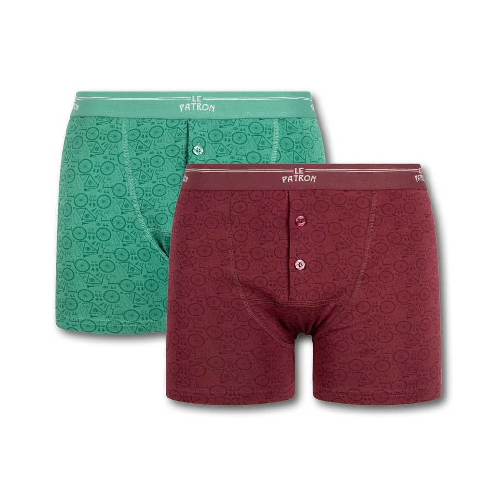 Le Patron 'Les boxers bicycles' (green/bordeaux) (S)