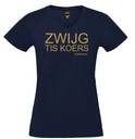 T-shirt 'Zwijg tis koers' (W/navy)