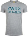 T-shirt 'Zwijg tis koers' (M/grijs-appelblauw)